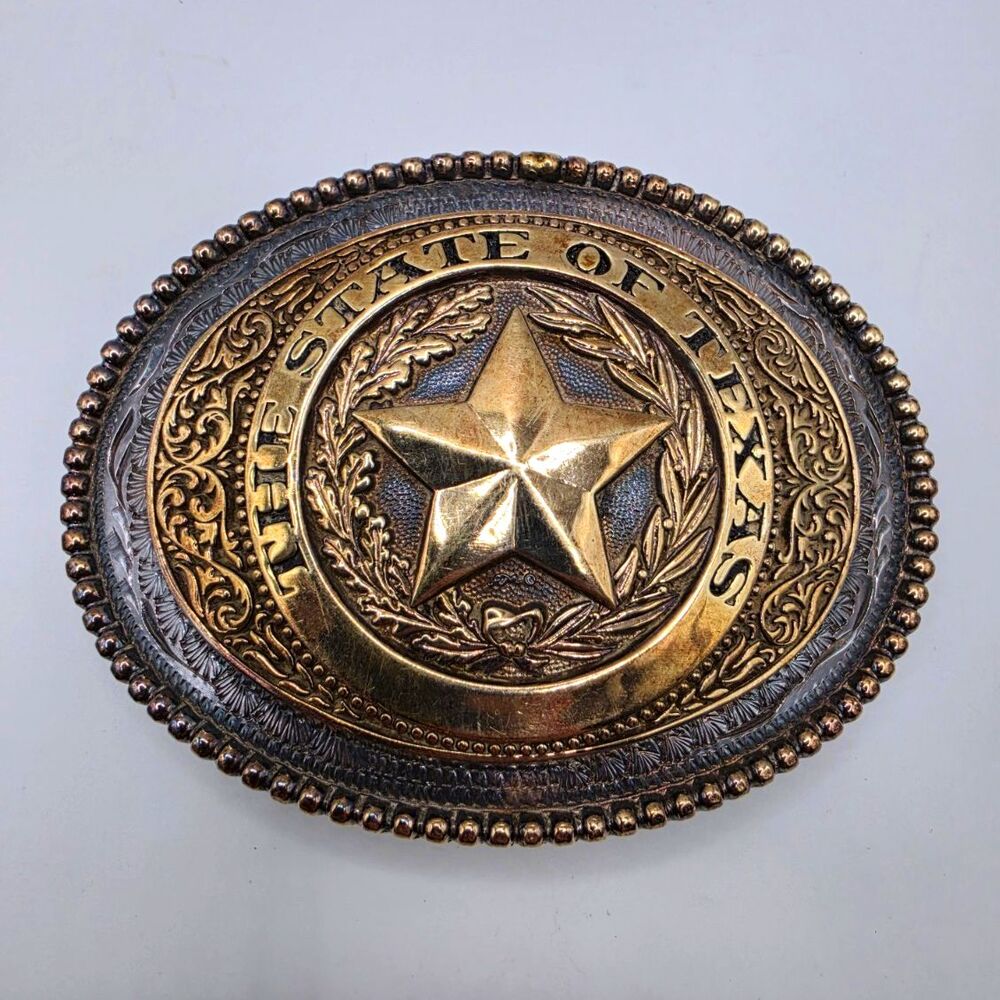 Vintage State of Texas Belt Buckle Award Design Silversmith Collection Engraved